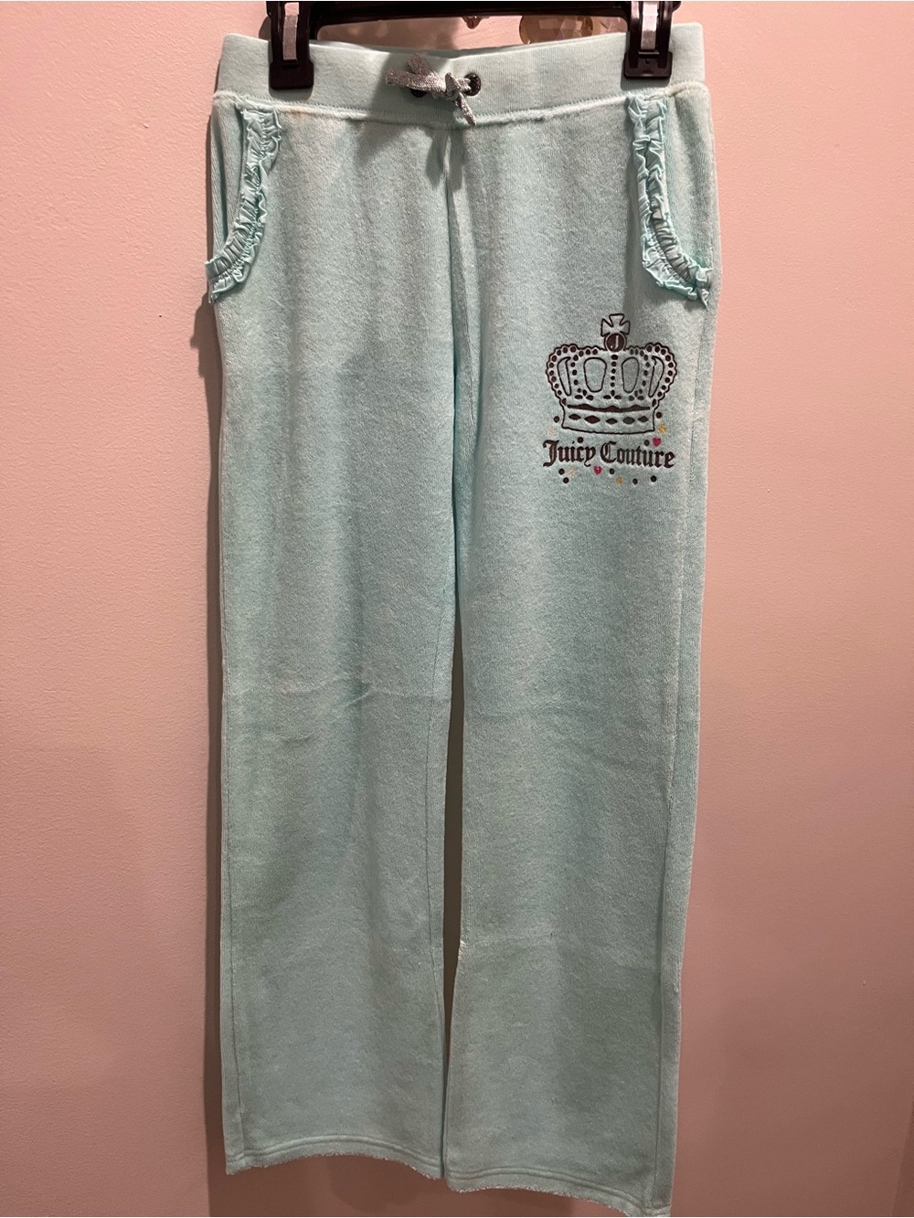 Juicy Couture Girls Blue Velour Pants Size 8 NWT